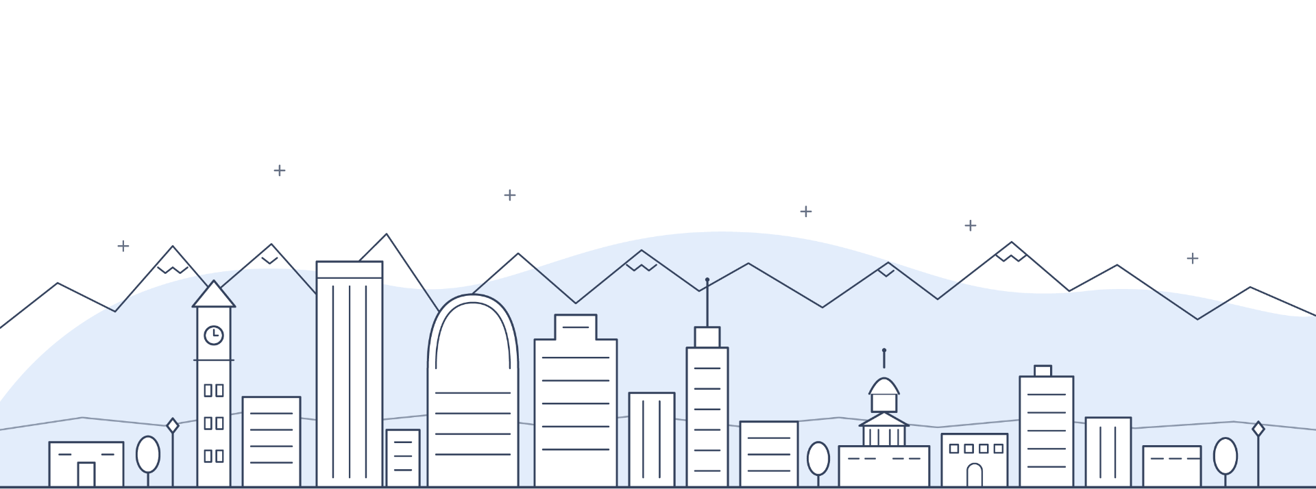Line art of Denver skyline
